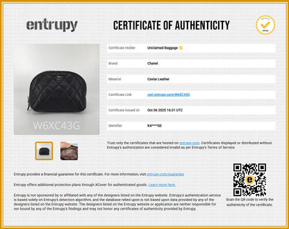 Black Classic Quilted Caviar Leather Cosmetic Pouch