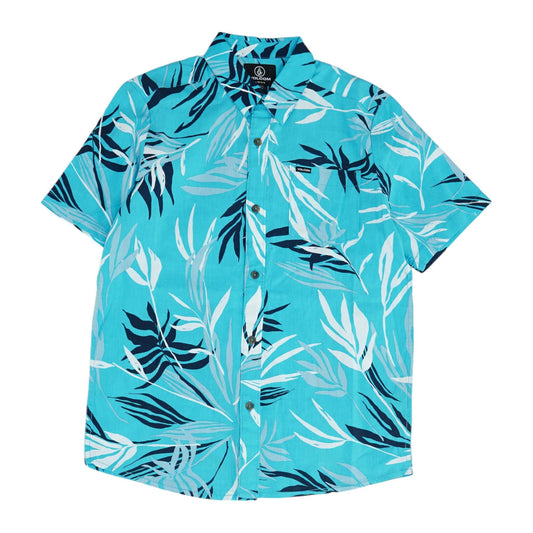 Turquoise Graphic Short Sleeve Button Down