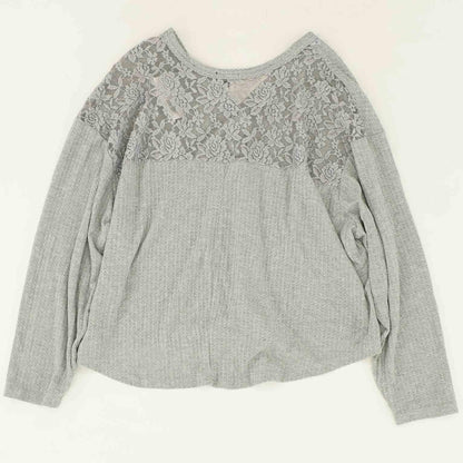 Gray Solid Long Sleeve Blouse