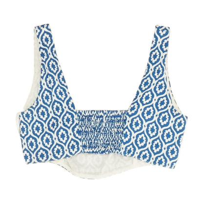 Blue Graphic Sleeveless Blouse