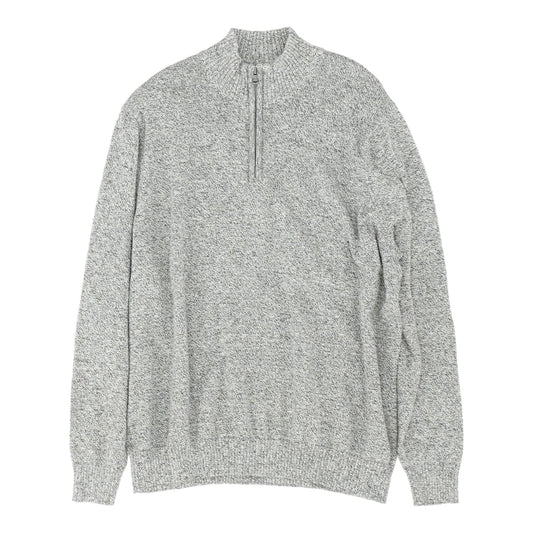 Gray Solid 1/4 Zip Sweater