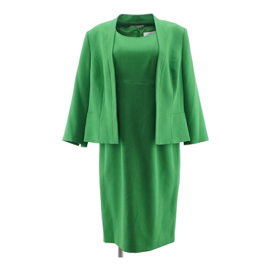 Green Solid Midi Dress and Blazer Set