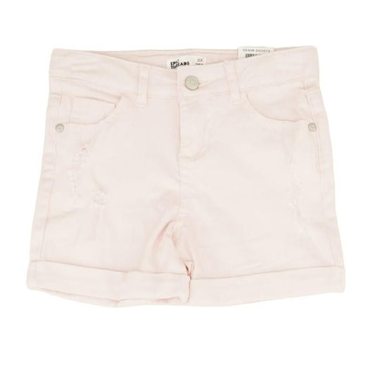 Pink Solid Denim Shorts