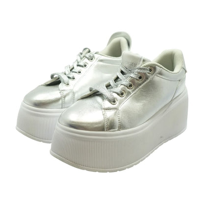 Platform Sneakers Silver Low Top Athletic Shoes