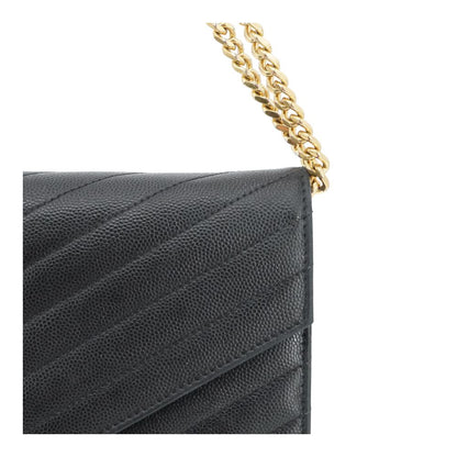 Black Classic Cassandre Chain Wallet in Grain De Poudre Leather