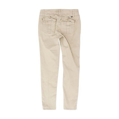 Beige Solid Pants