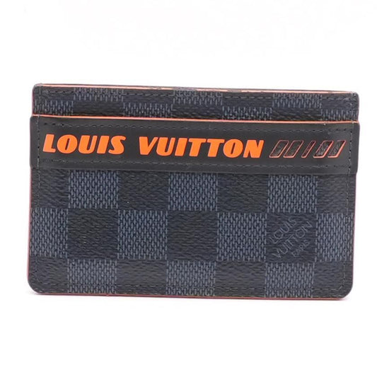 Porte Cartes Simple Cardholder in Damier Cobalt Race Coated Canvas
