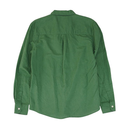 Green Solid Long Sleeve Button Down