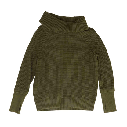 Green Solid Cowl Neck Sweater