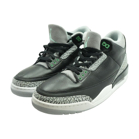 Jordan 3 Retro Black Leather High Top Athletic Shoes