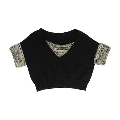 Black Color Block Pullover Sweater