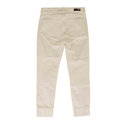 White Solid Mid Rise Capri Pants