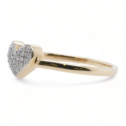 14K Gold Cluster Diamond Heart Ring