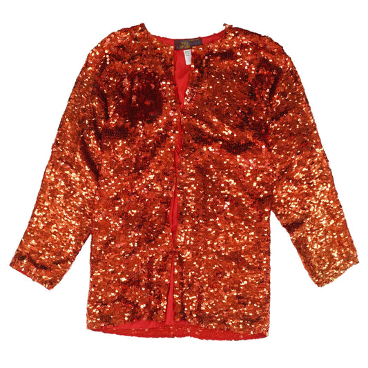Vintage Red Silk Sequin Cardigan Sweater
