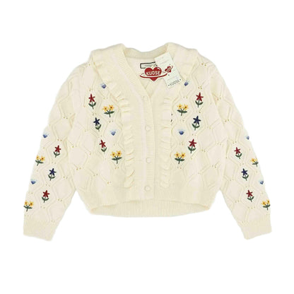 Beige Embroidered Detail Cardigan Sweater
