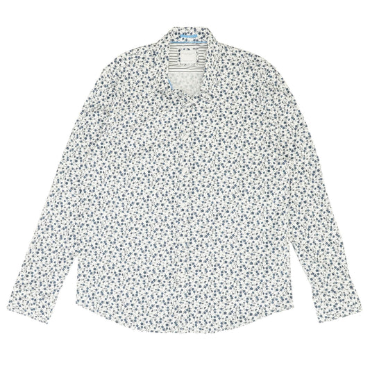 White Floral Long Sleeve Button Down