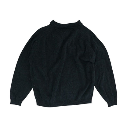 Gray Solid Long Sleeve Polo