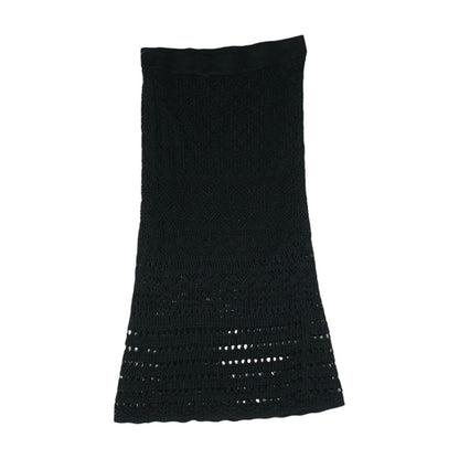 Black Solid Midi Skirt