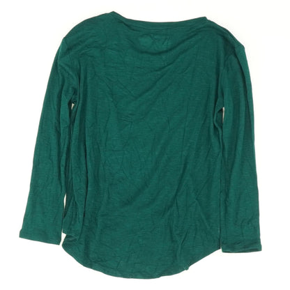 Green Solid Long Sleeve Blouse