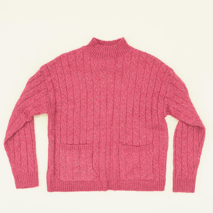 Pink Solid Mockneck Sweater