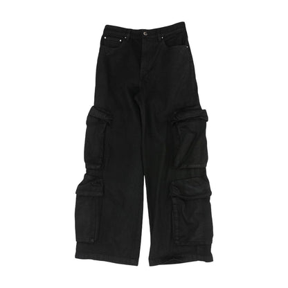 Black Baggy Denim Cargo Pants