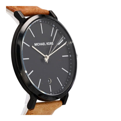 Men's Irving Black Dial Leather Strap Stainless Steel Watch