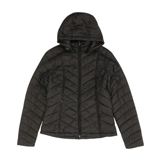 Black Solid Puffer Coat