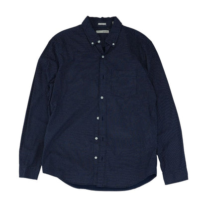 Navy Polka Dot Long Sleeve Button Down