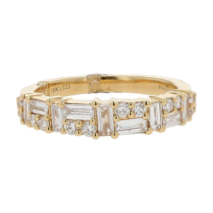 .60 Ct 18K Gold Baguette And Round Lab Grown Diamond Band