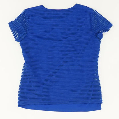 Blue Striped Short Sleeve Blouse