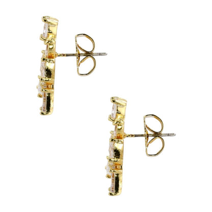 Gold Tone Cubic Zirconia Cluster Stud Earrings