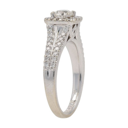 .51 Ct 14K White Gold Round Diamond In Square Halo Engagement Ring
