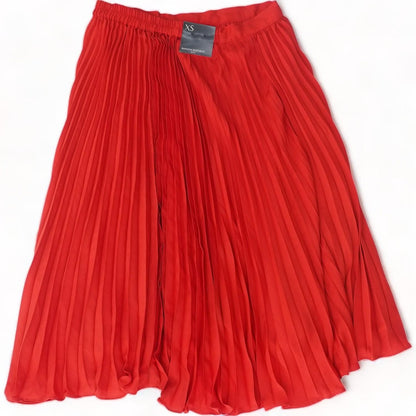 Red Solid Midi Skirt