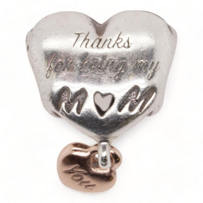 Sterling Silver Love You Mom Heart Charm