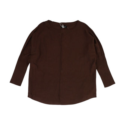Brown Solid Crewneck Sweater