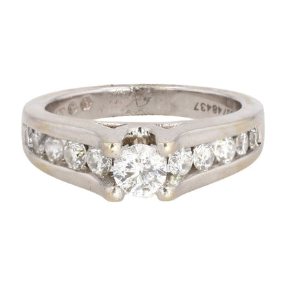 14K White Gold Round Center Diamond Engagement Ring