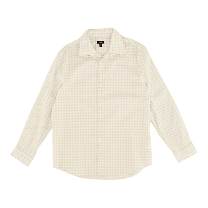 White Graphic Long Sleeve Button Down