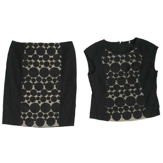 Black Polka Dot Midi Skirt Set