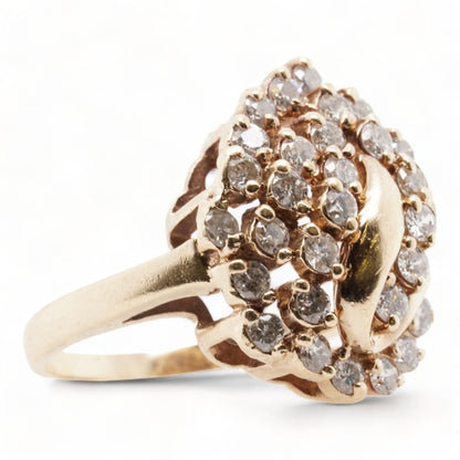 14K Gold Diamond Waterfall Cocktail Ring