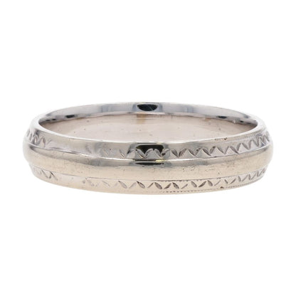 14K White Gold Textured Wedding Band