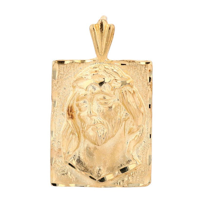 14K Gold Nugget Style Jesus Medal Pendant
