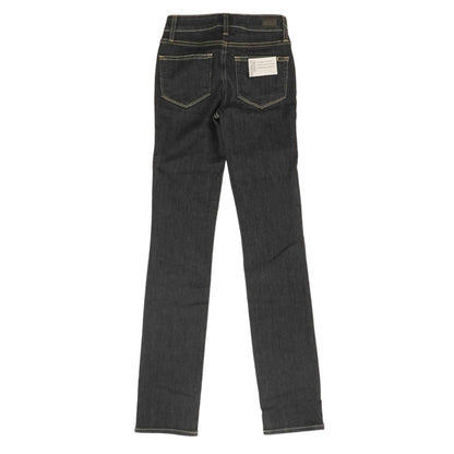 Blue Solid Mid Rise Straight Leg Jeans