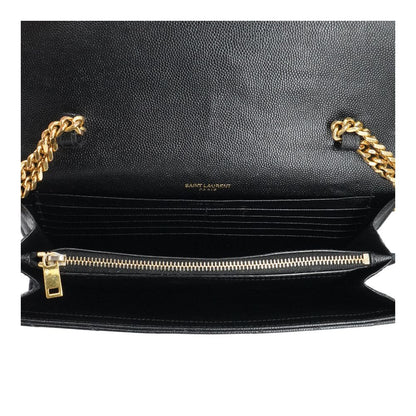 Black Classic Cassandre Chain Wallet in Grain De Poudre Leather