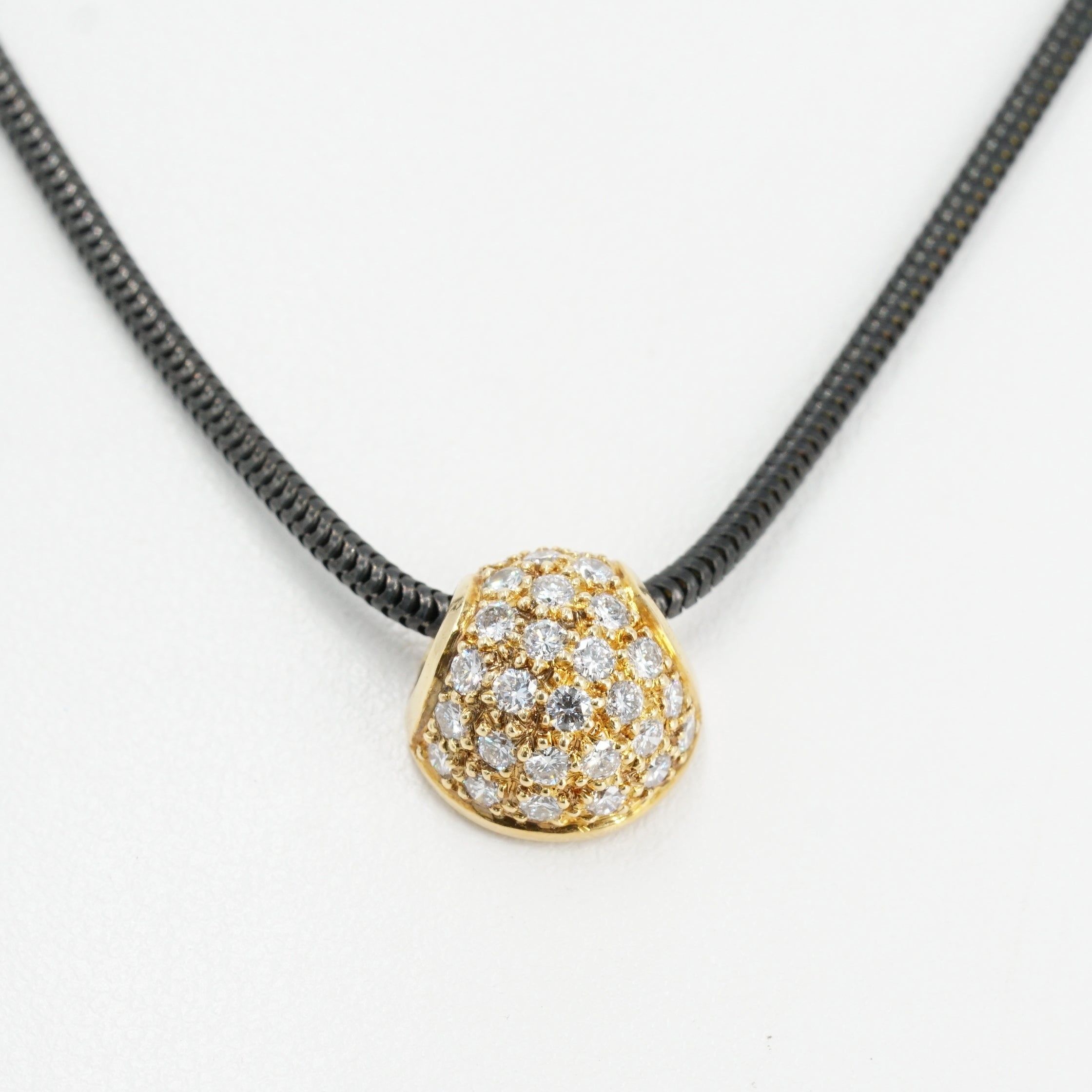 14kt gold illusion teardrop diamond necklace on ball chain | Luna Skye