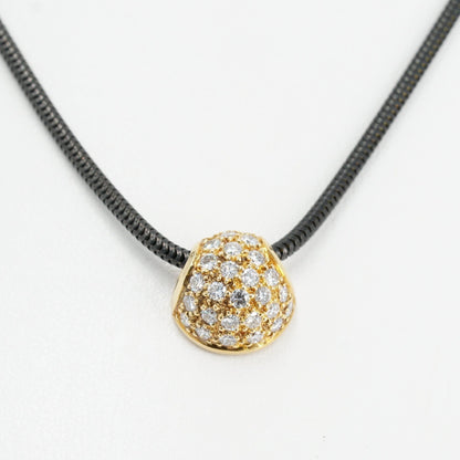 18K Gold Ball Necklace with Diamond Accents