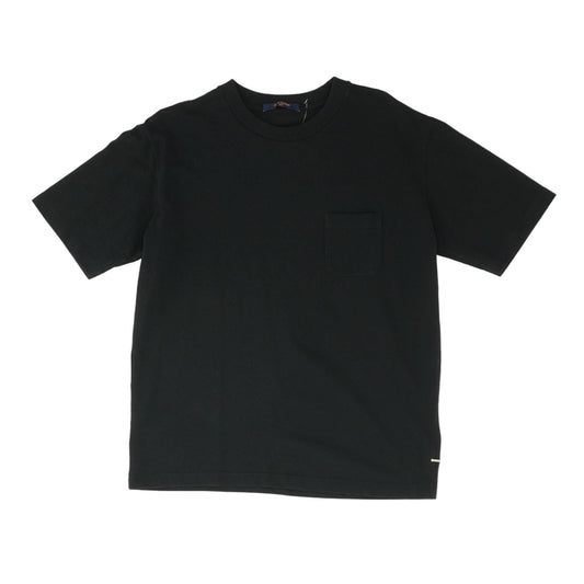 Black Solid Half Damier Pocket Crewneck T-Shirt