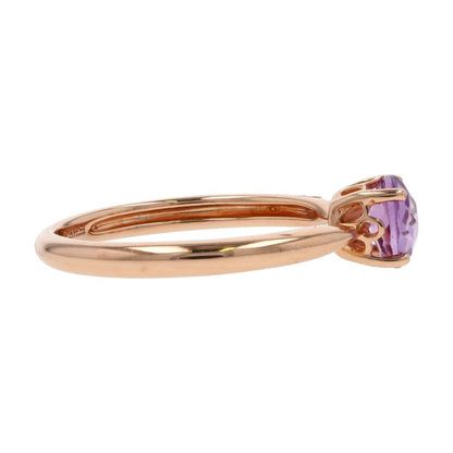 .75 Ct 14K Rose Gold Round Pixel Cut Amethyst Stackable Ring
