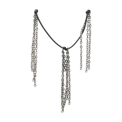 Chafridge Gun Metal Fring Leather Necklace