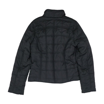 Black Solid Puffer Coat