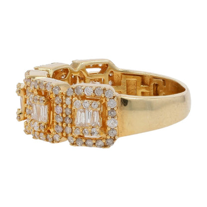 1.10 Ct 10K Gold Diamond Pave Halo Cluster Anniversary Ring